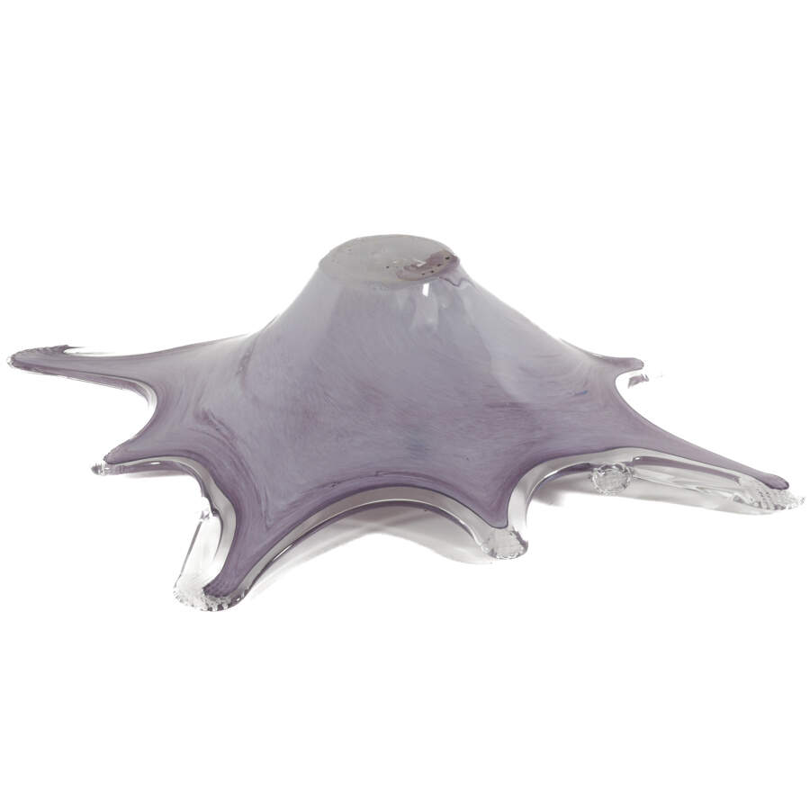 Pale Purple Blown Art Glass Centerpiece with Tri-Color Motifs-5