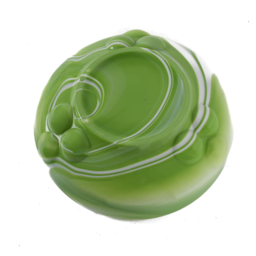 Green Custard Swirl Slag Glass Center Bowl-8