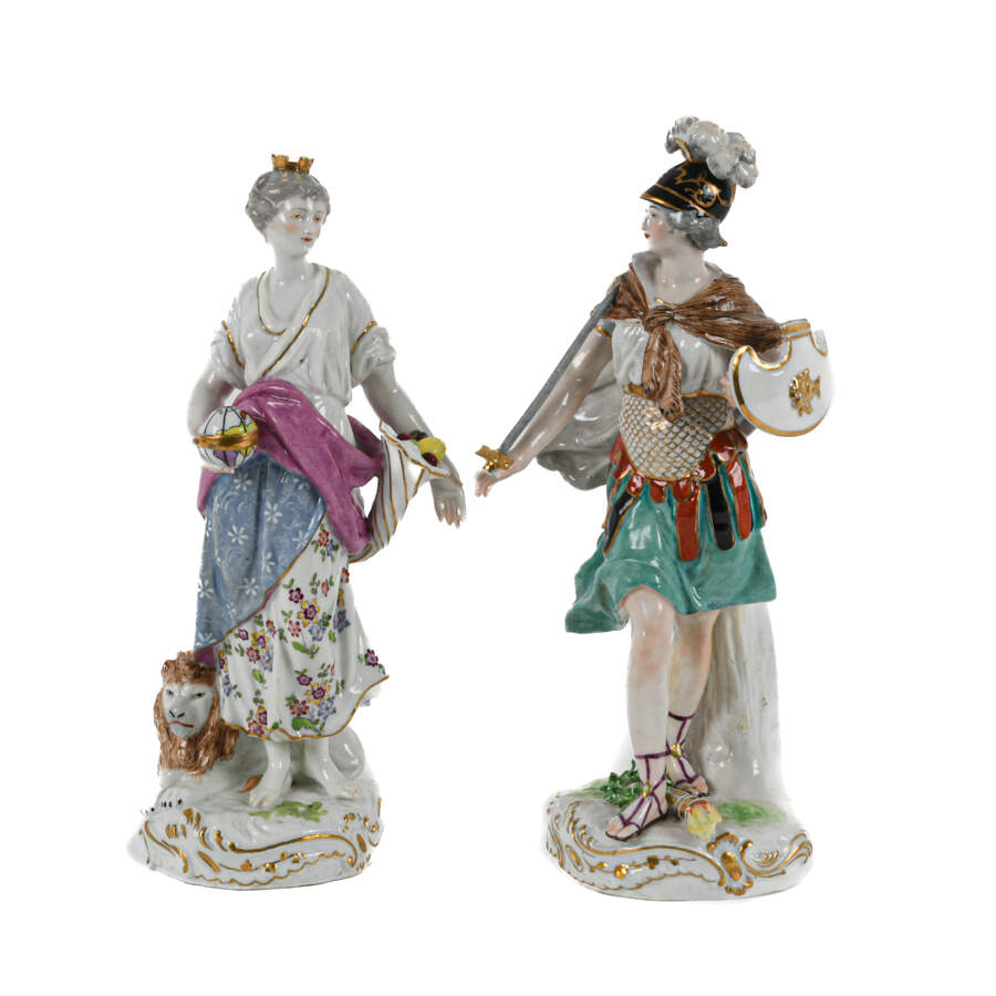 Pair of French Porcelain Figures in the Style of Meissen-1