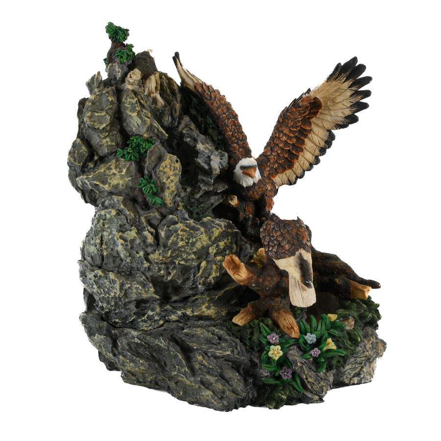 Resin Rocky Outcrop Bald Eagle Sculpture-4