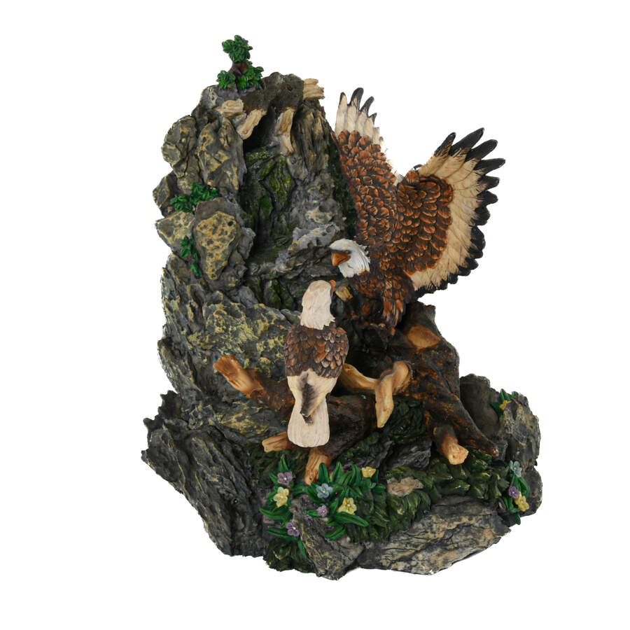 Resin Rocky Outcrop Bald Eagle Sculpture-3
