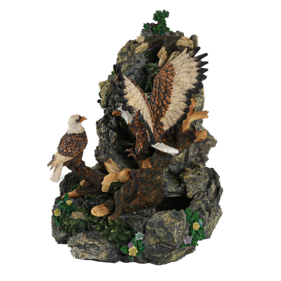 Resin Rocky Outcrop Bald Eagle Sculpture-2