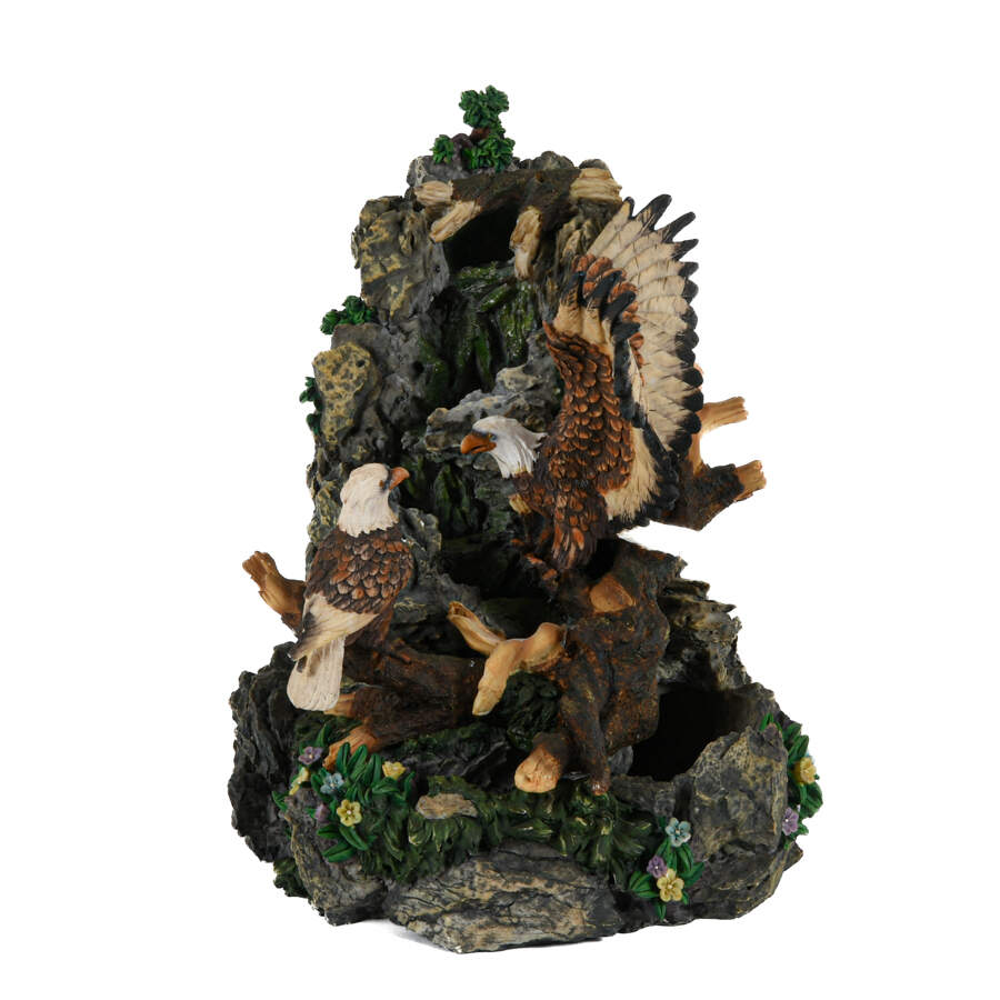 Resin Rocky Outcrop Bald Eagle Sculpture-1