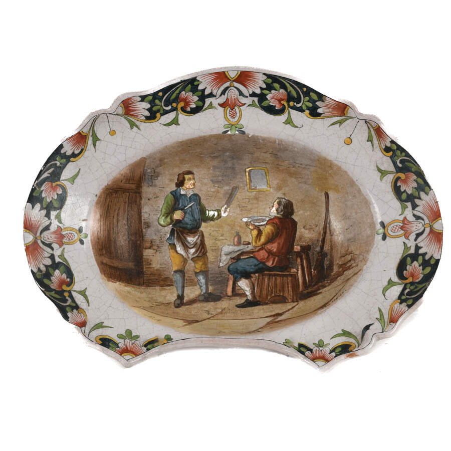 Antique French Rouen Faience Portrait Bowl-1