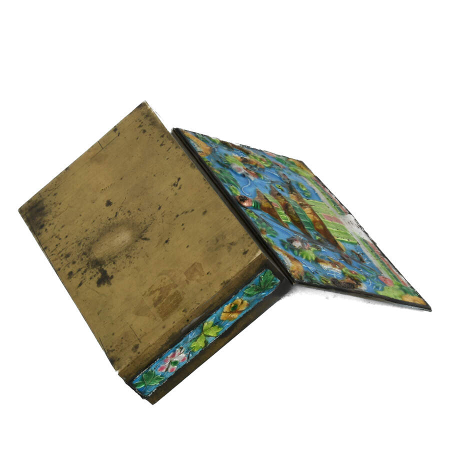 Antique Chinese Architecture Enamel Box-7