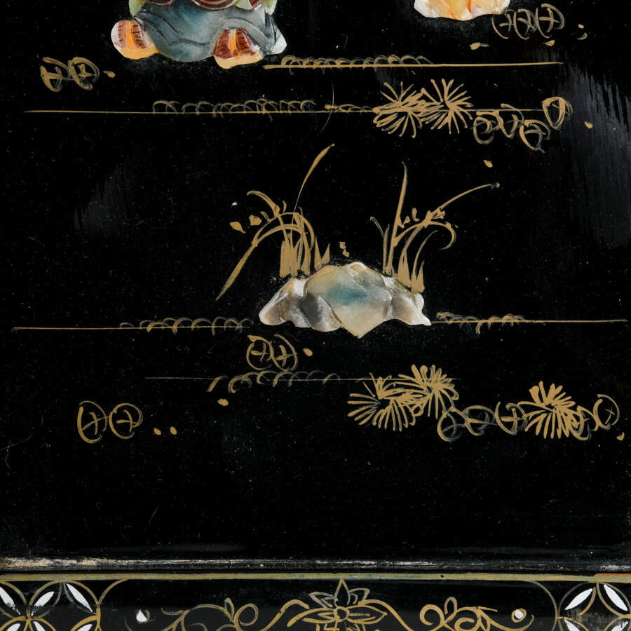 Set of Four Chinese Black Lacquer Mother of Pearl Wall Panels-7