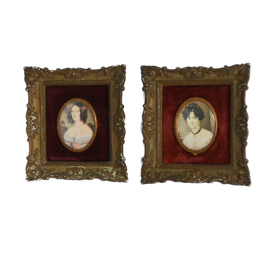 Pair of Framed Portrait Prints in Ornate Metal Frames-1
