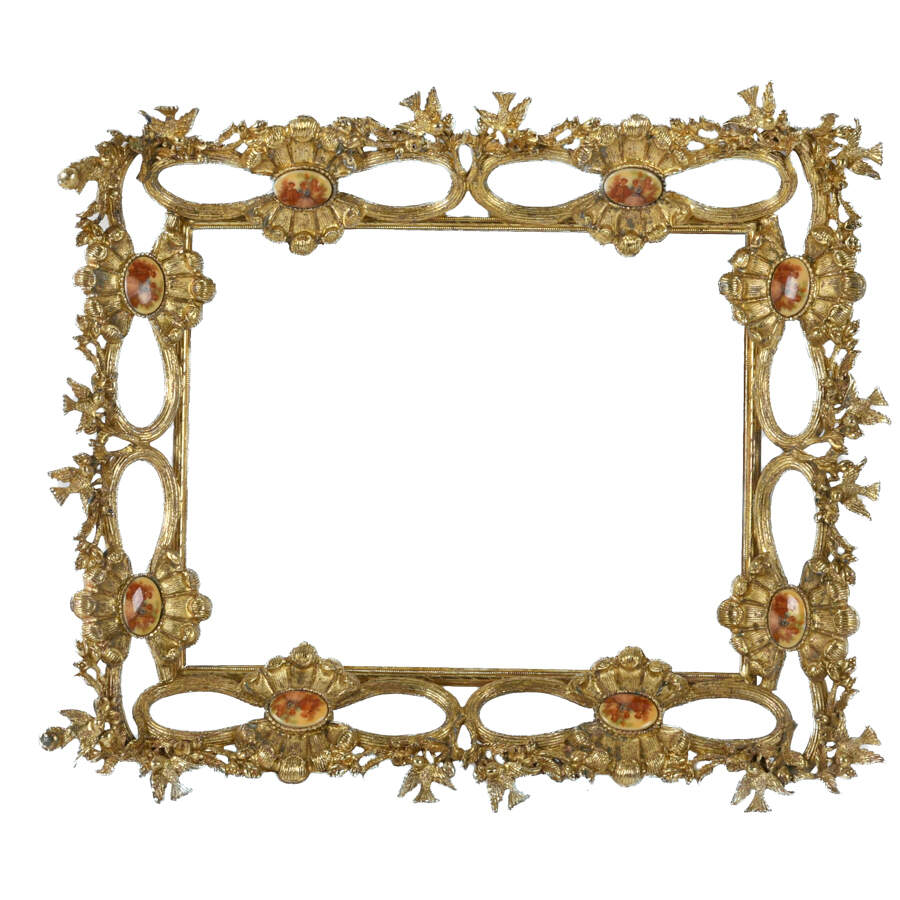 Ornate Gilt Metal & Porcelain Portrait Inset Frame-3