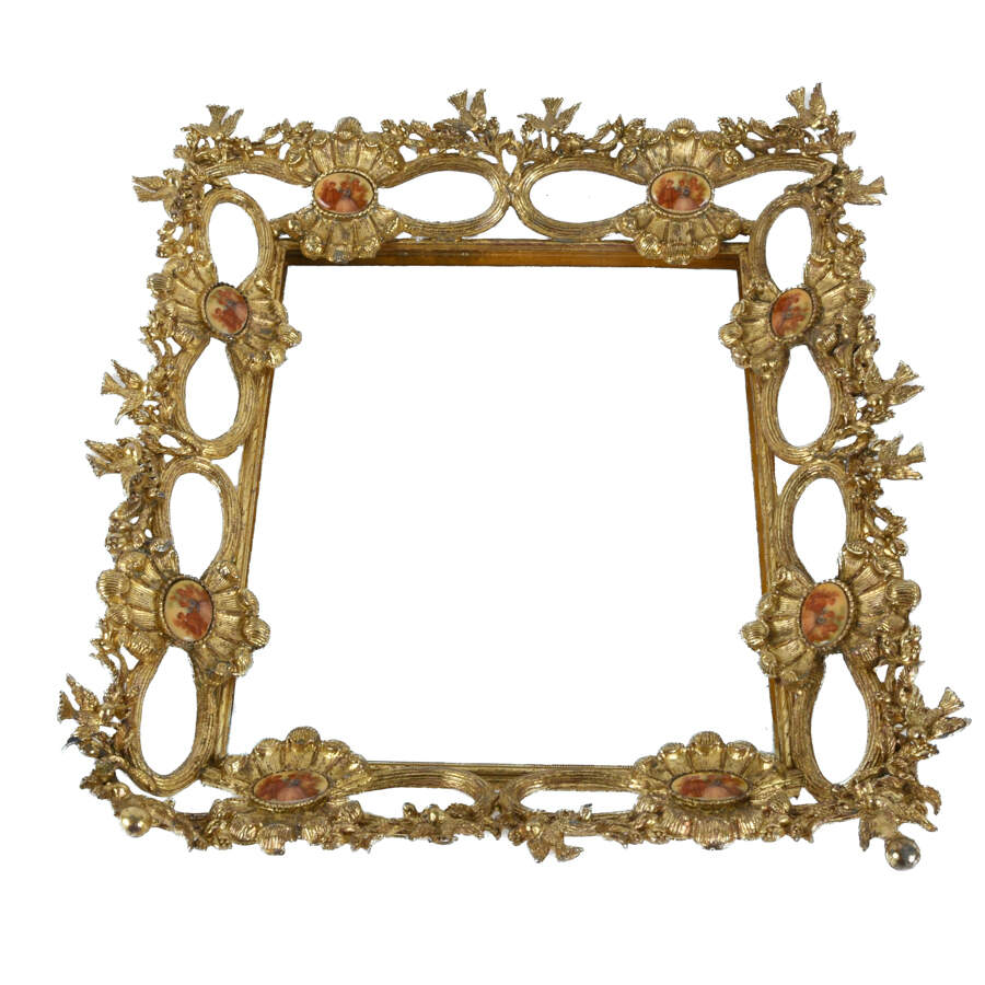 Ornate Gilt Metal & Porcelain Portrait Inset Frame-2