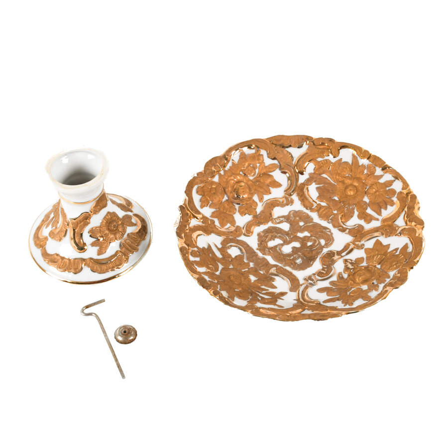 Charles Sadek Import Company Gold & White Cake Stand-4