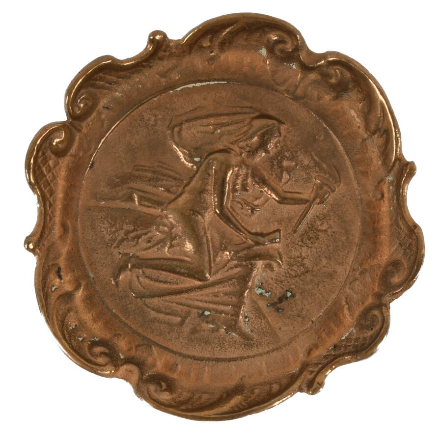 Brass Plate of Woman Running with a Flame-3
