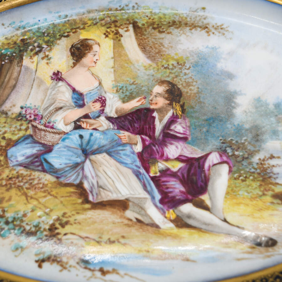 Antique French Cobalt and Enamel Portrait Platter-3
