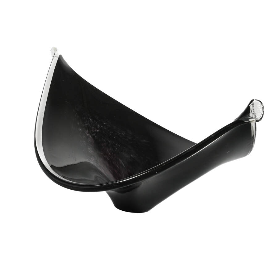 Hand Blown Art Glass Black and White Center Bowl-1