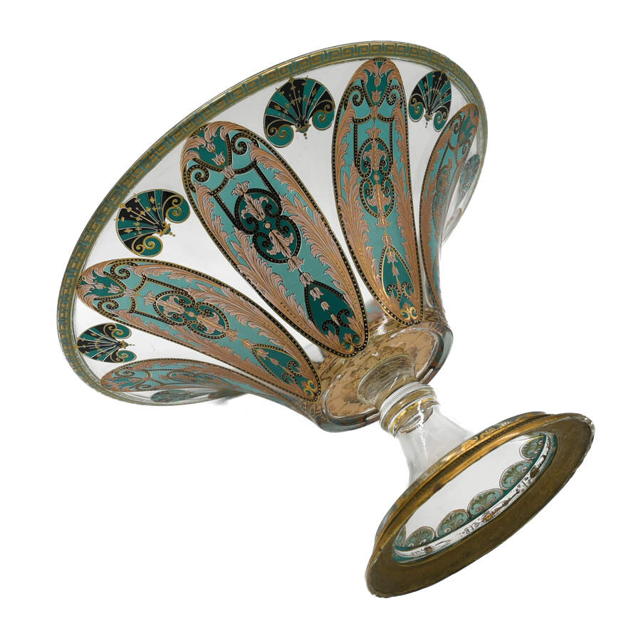 French Enamel Decorated Pedestal Center Bowl by J.P. Imberton-5