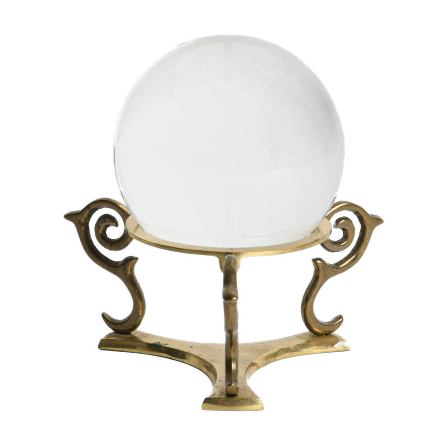 Crystal Ball with Aged Brass Stand-2