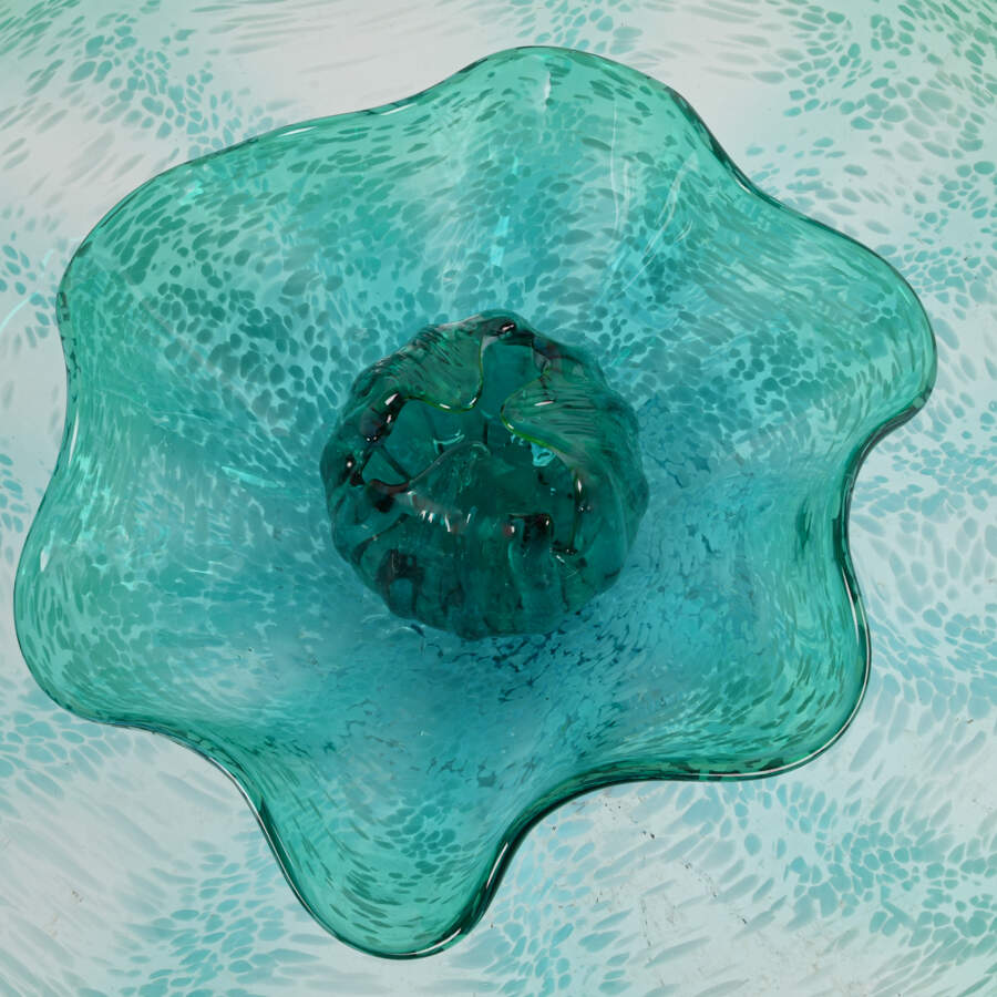 Viz Glass Studio Hand Blown Green Speckle Centerbowl-6