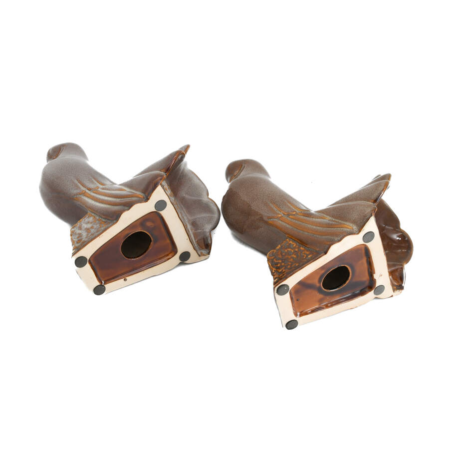 Mid-Century Modern Love Birds Pottery Bookends-6