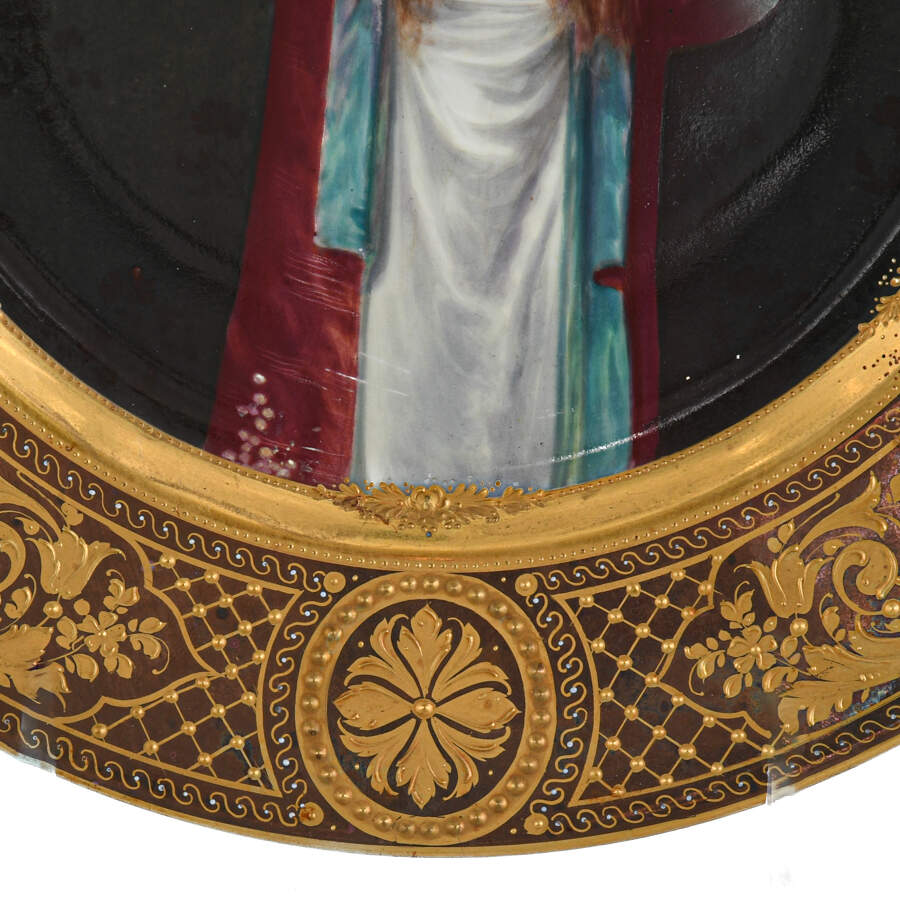 Antique German Hand-Painted "Bien-etre" Plate-3