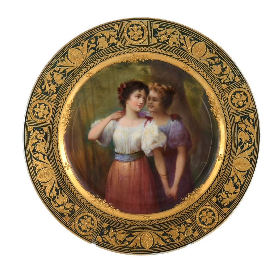 Antique Royal Vienna Hand-Painted Portrait "Geheimniss" Plate-1
