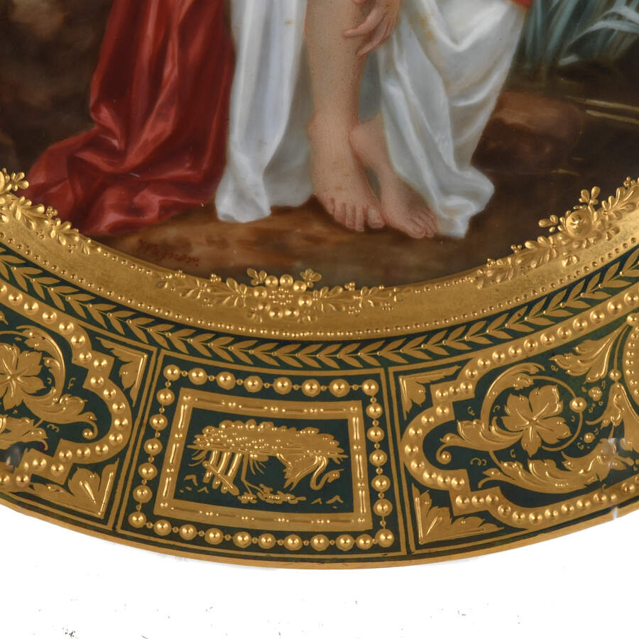 Antique Royal Vienna Hand-Painted Portrait "Baigneuse" Plate-3