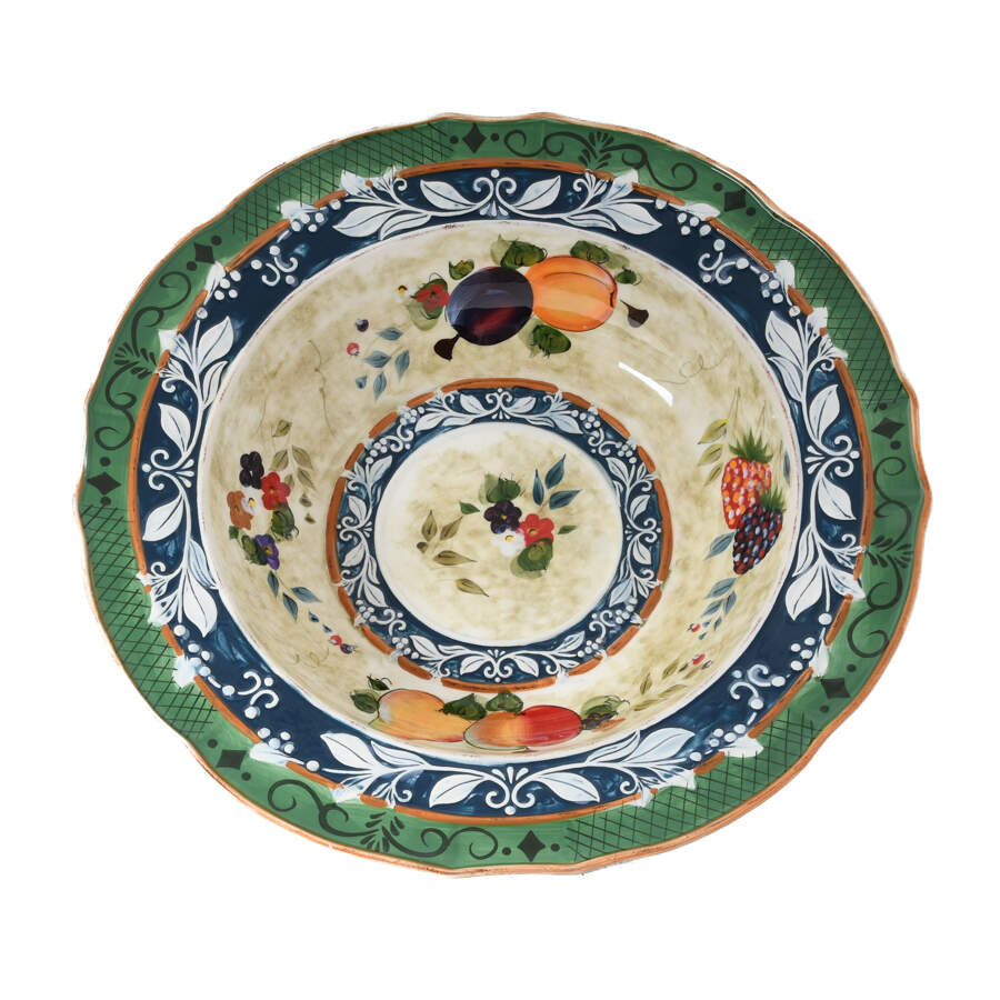 Oversized Certified International Floral and Fruit Decorated Serving Bowl-8