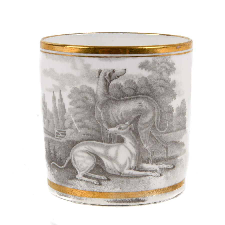 Antique Rare Spode Bat Print Greyhounds Coffee Cup-1