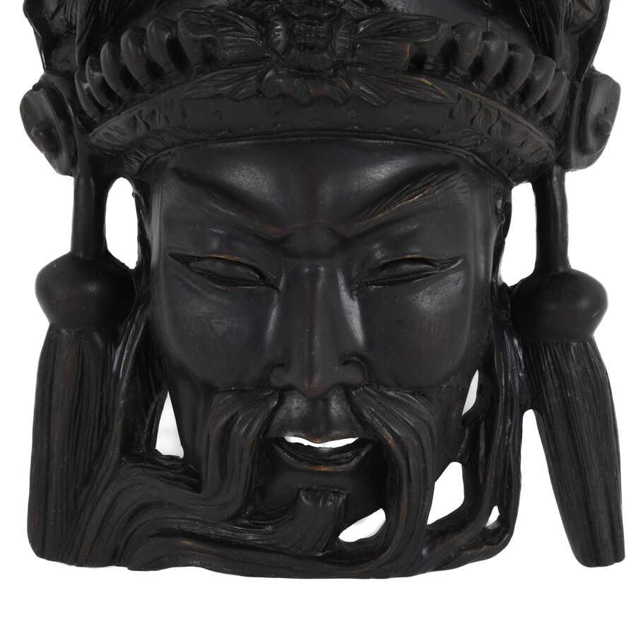 Chinese Carved Ebonized Wood Emperor Mask-3