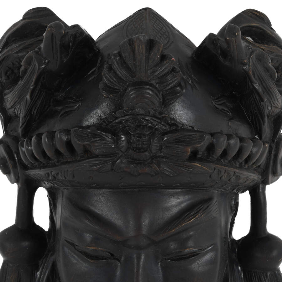 Chinese Carved Ebonized Wood Emperor Mask-2