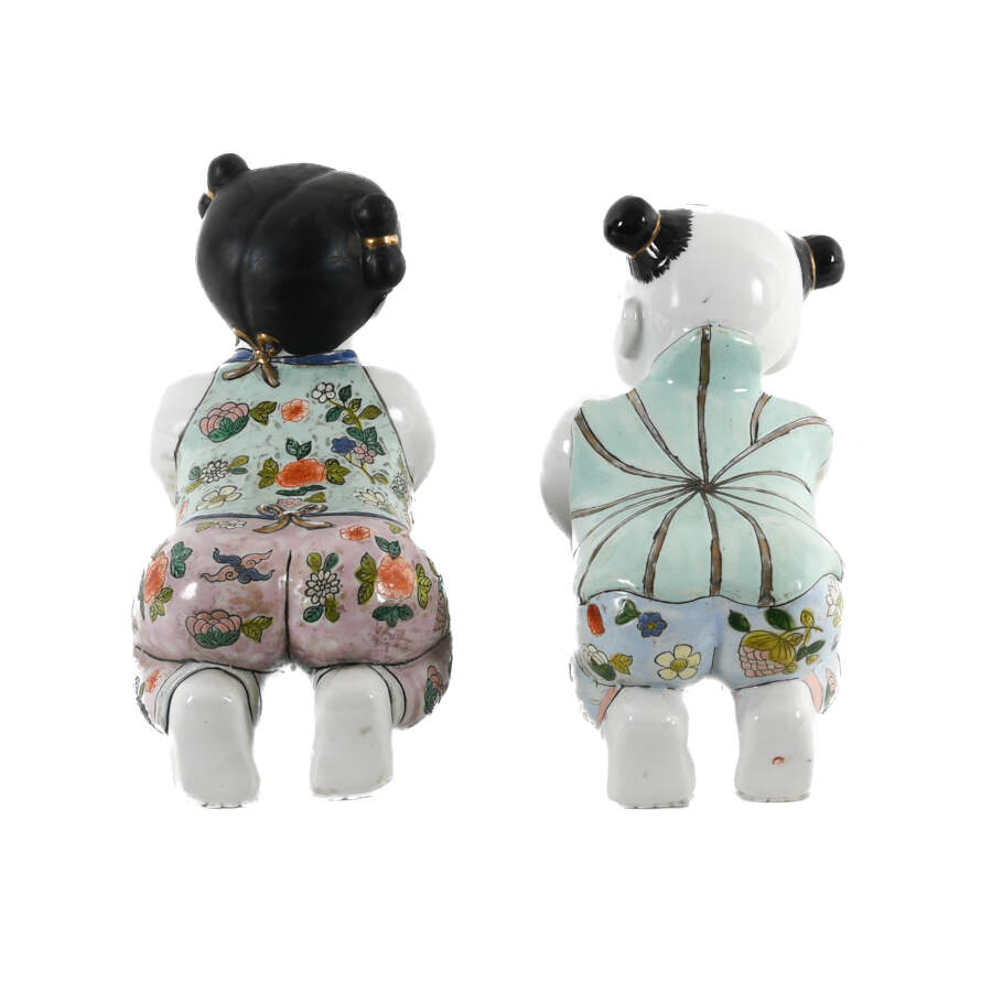 Pair of Chinese Figural Headrest Cushions-5