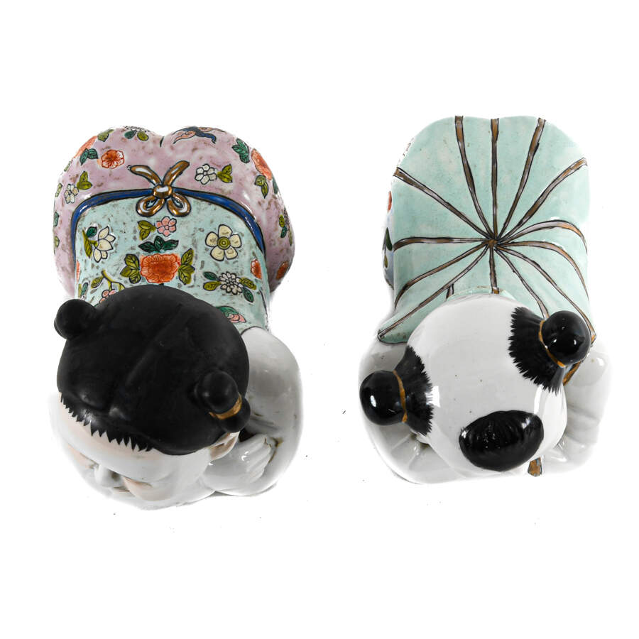 Pair of Chinese Figural Headrest Cushions-2