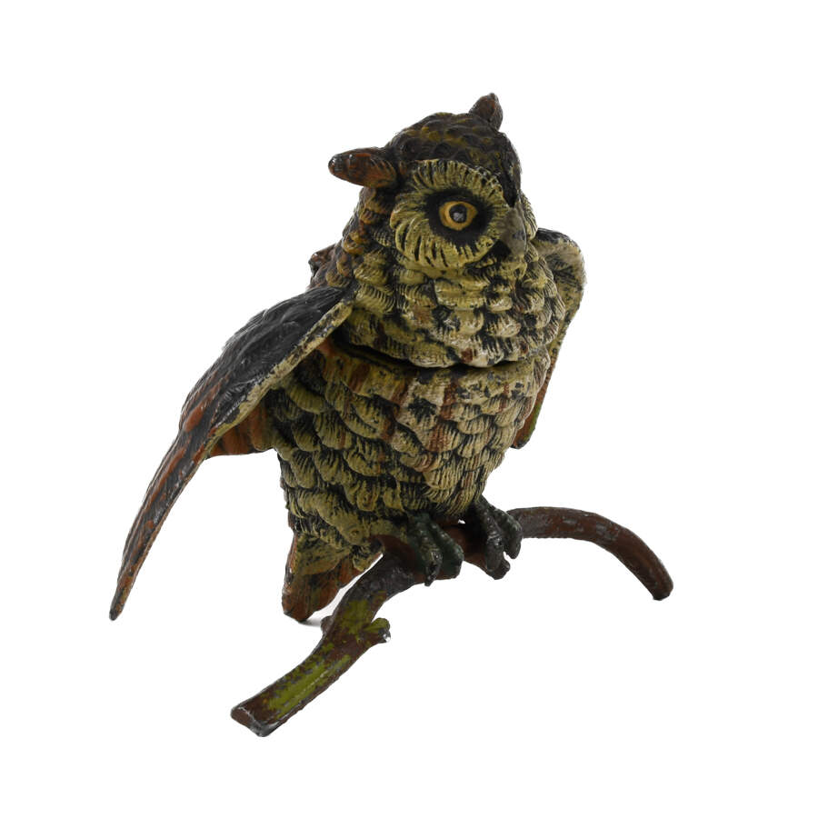 Austrian Cold Painted Great Horned Owl Inkwell-4