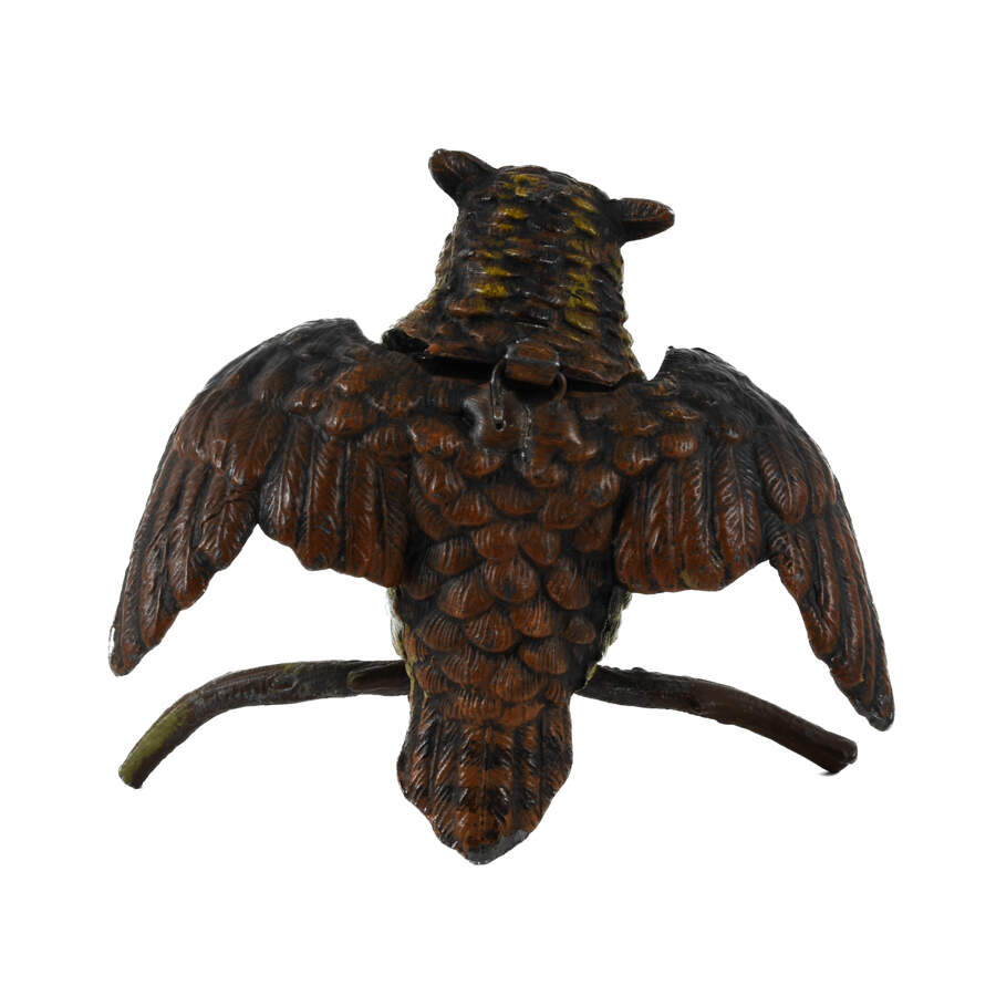 Austrian Cold Painted Great Horned Owl Inkwell-3
