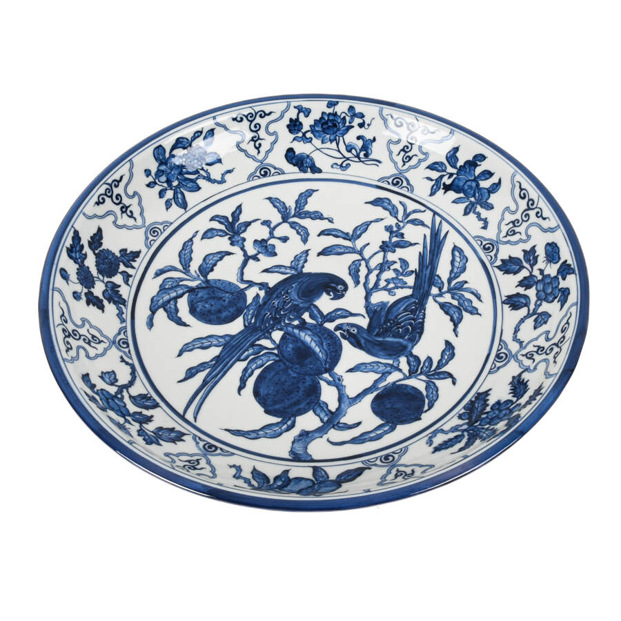Decorative Chinese Blue Birds and Pomegranates Plate-2