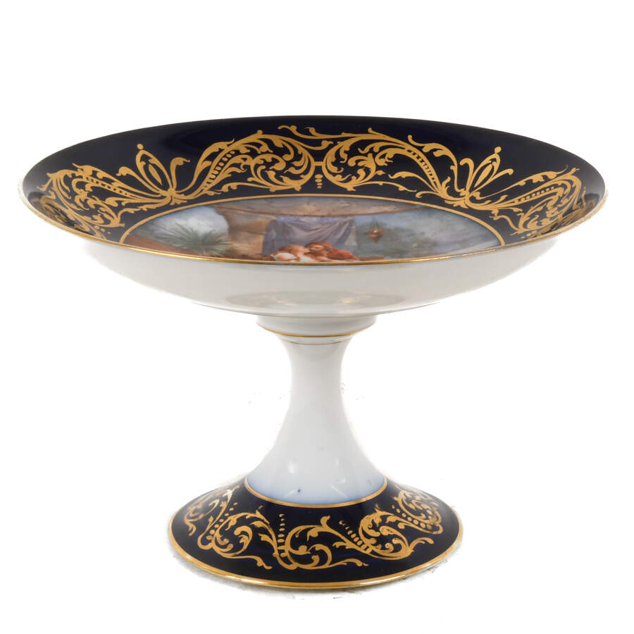 Chateau des Tuileries Polychromed Porcelain Pedestal Tazza-1