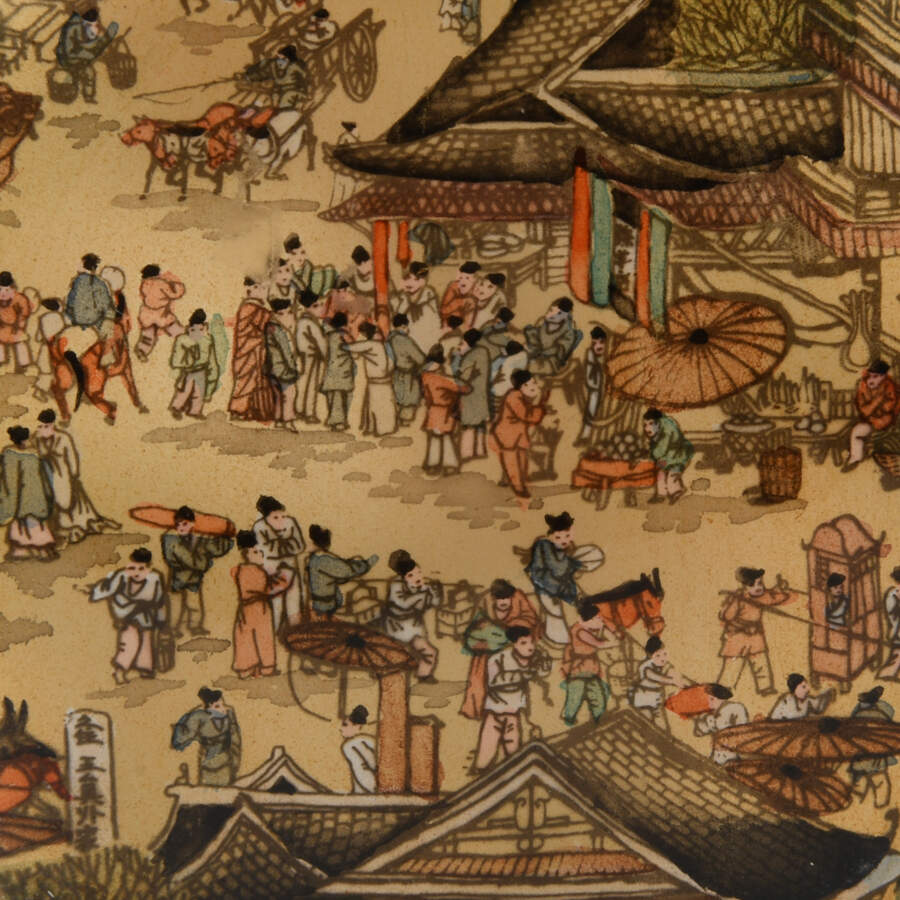Large Chinese Reverse-Painted Village Scene Snuff Bottle-5