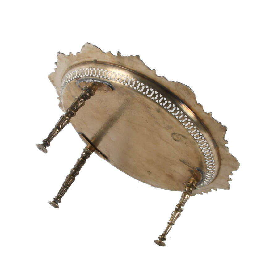 Middle Eastern Moroccan Silverplate Footed Tray Table-6