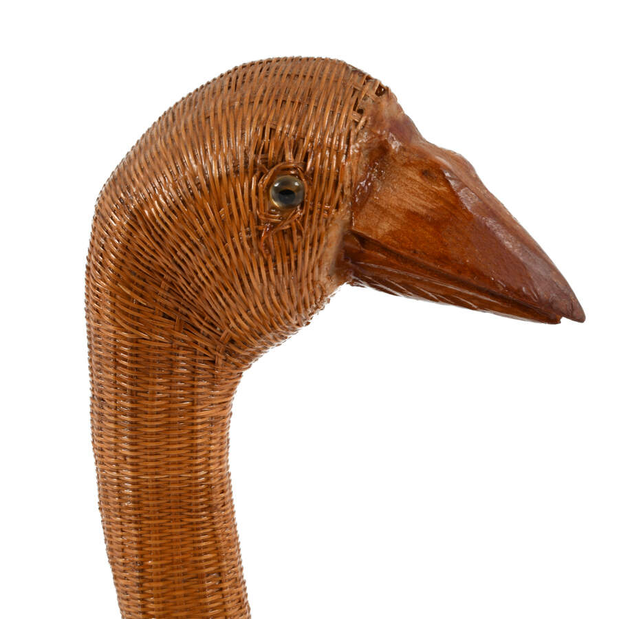 Mid-Century Modern Rattan Zhejiang Handicraft Goose Basket-9