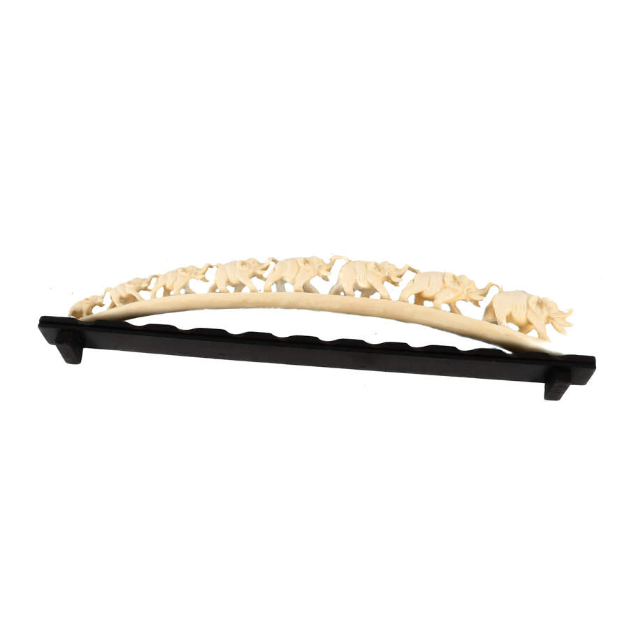 Procession of Faux Elephants on a Wood Base-6