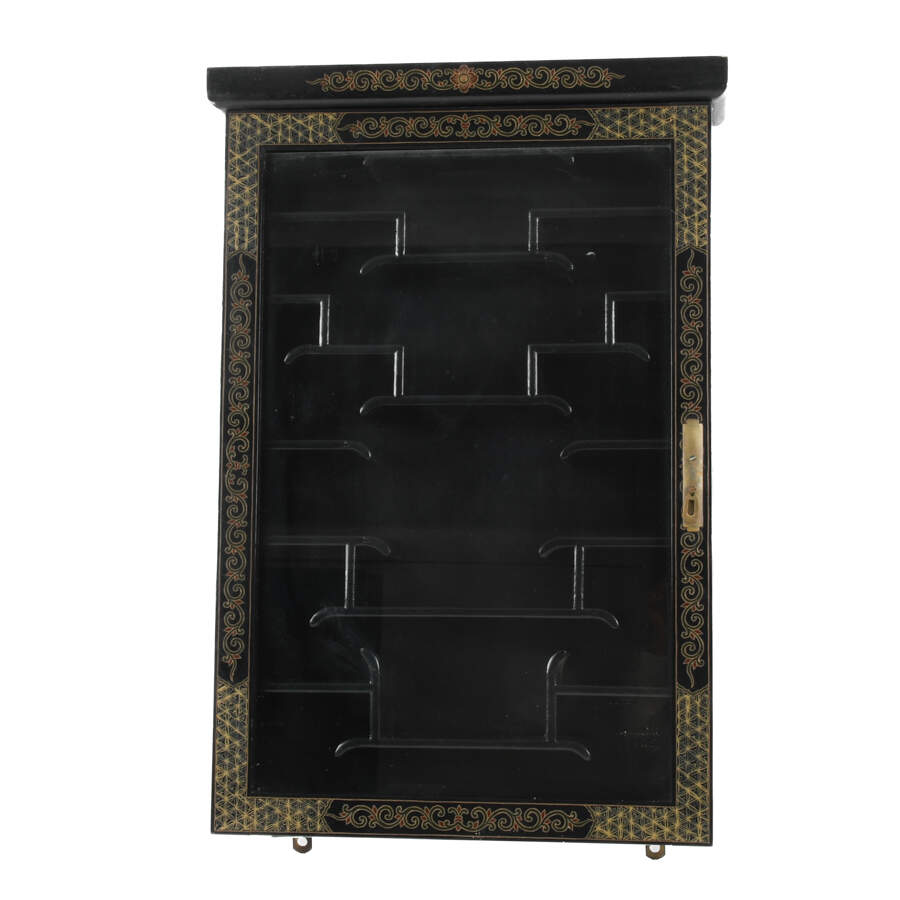 Chinese Black Lacquer Hanging Wall Display Case-1