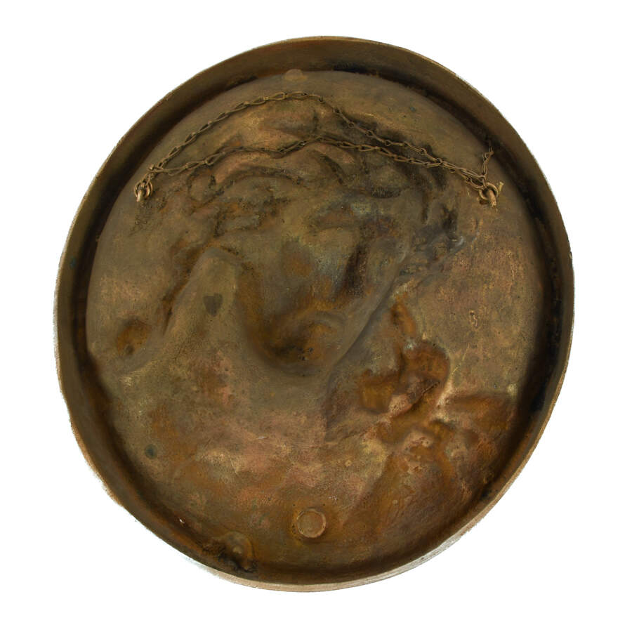 Antique Gilt Bronze Portrait Wall Plaque Depicting Jesus-6
