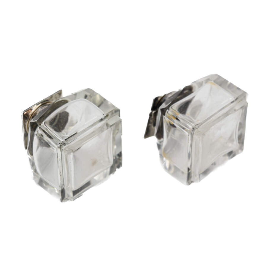 Antique Pair of Sheffield Silver and Crystal Inkwells-6