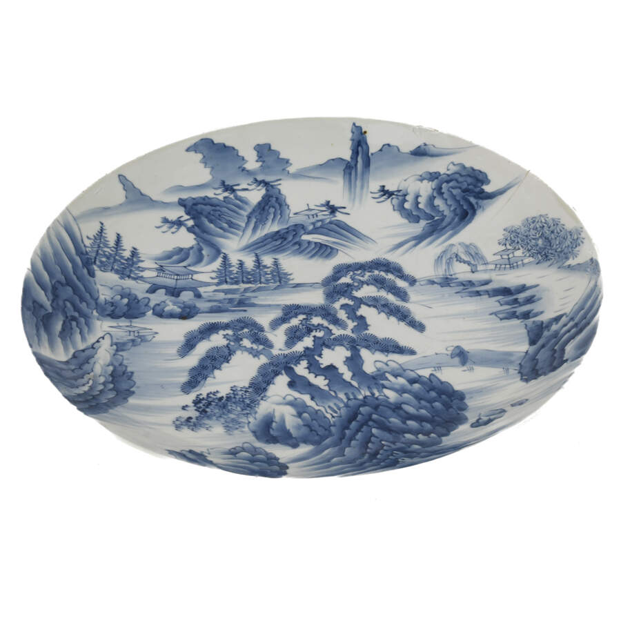 Chinese Large Blue and White Porcelain Charger-4