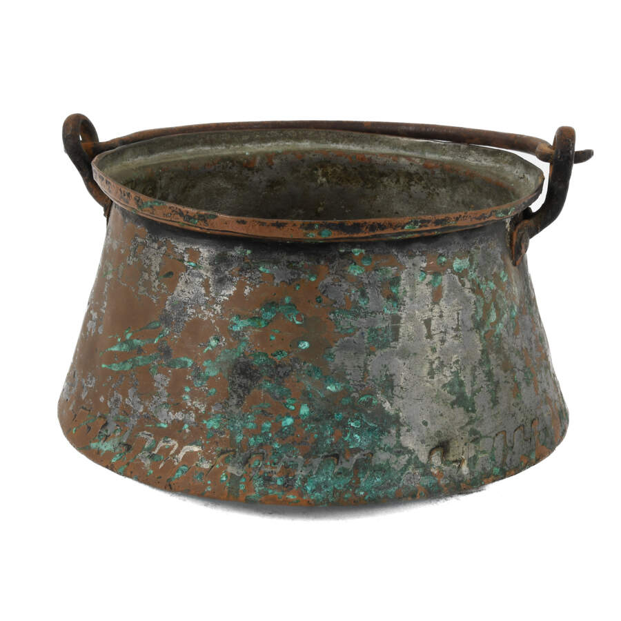 Antique Copper Plate and Tin Cauldron-4