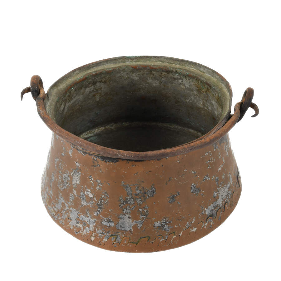 Antique Copper Plate and Tin Cauldron-2