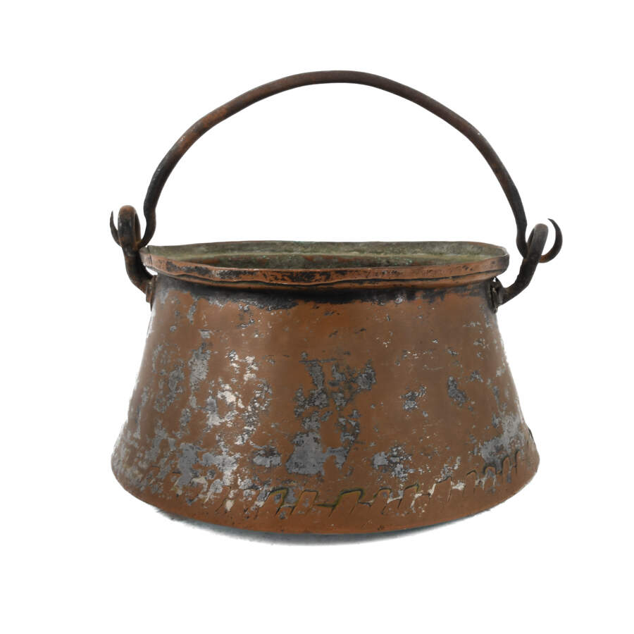 Antique Copper Plate and Tin Cauldron-1