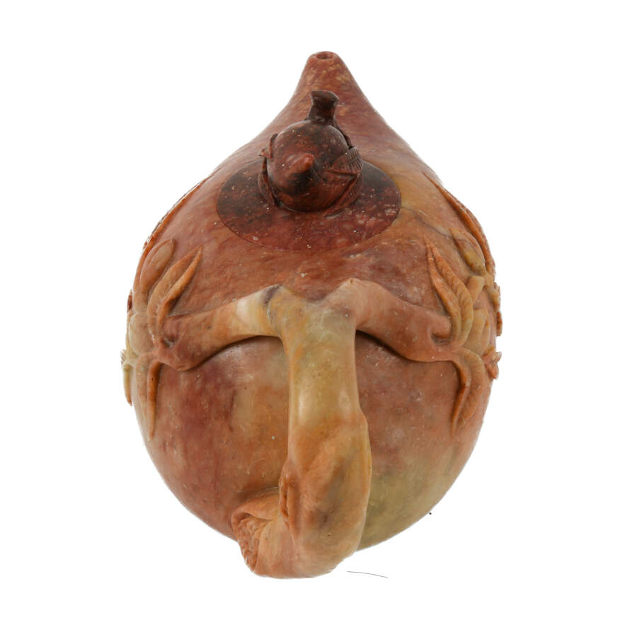 Chinese Shoushan Carved Stone Peach Teapot-3