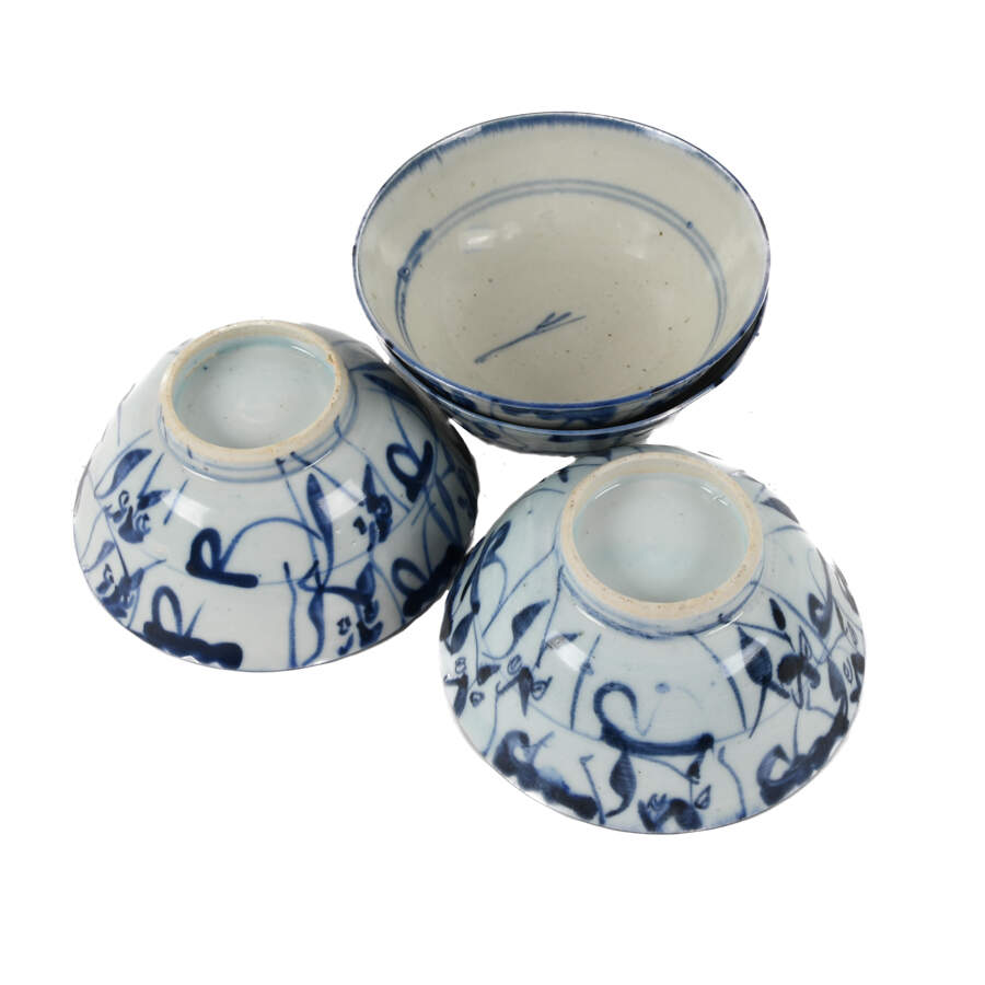 Group of Four Chinese Blue and White Bowls-5