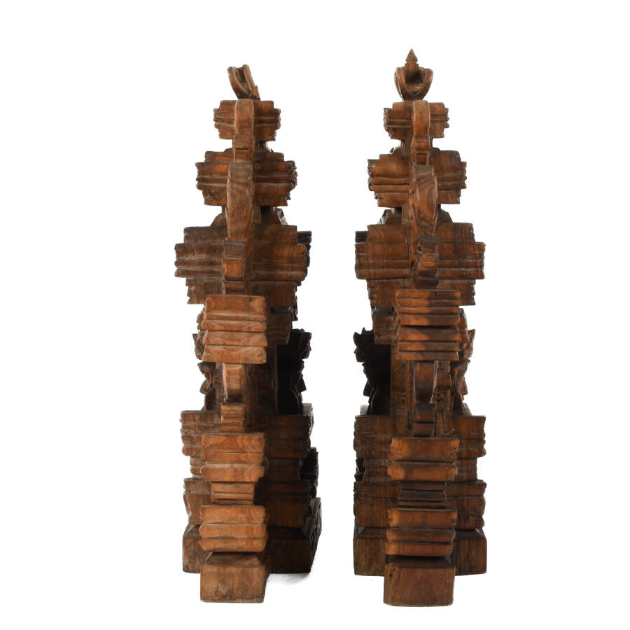 Balinese Carved Wood Gapura Temple Gate Bookends-6