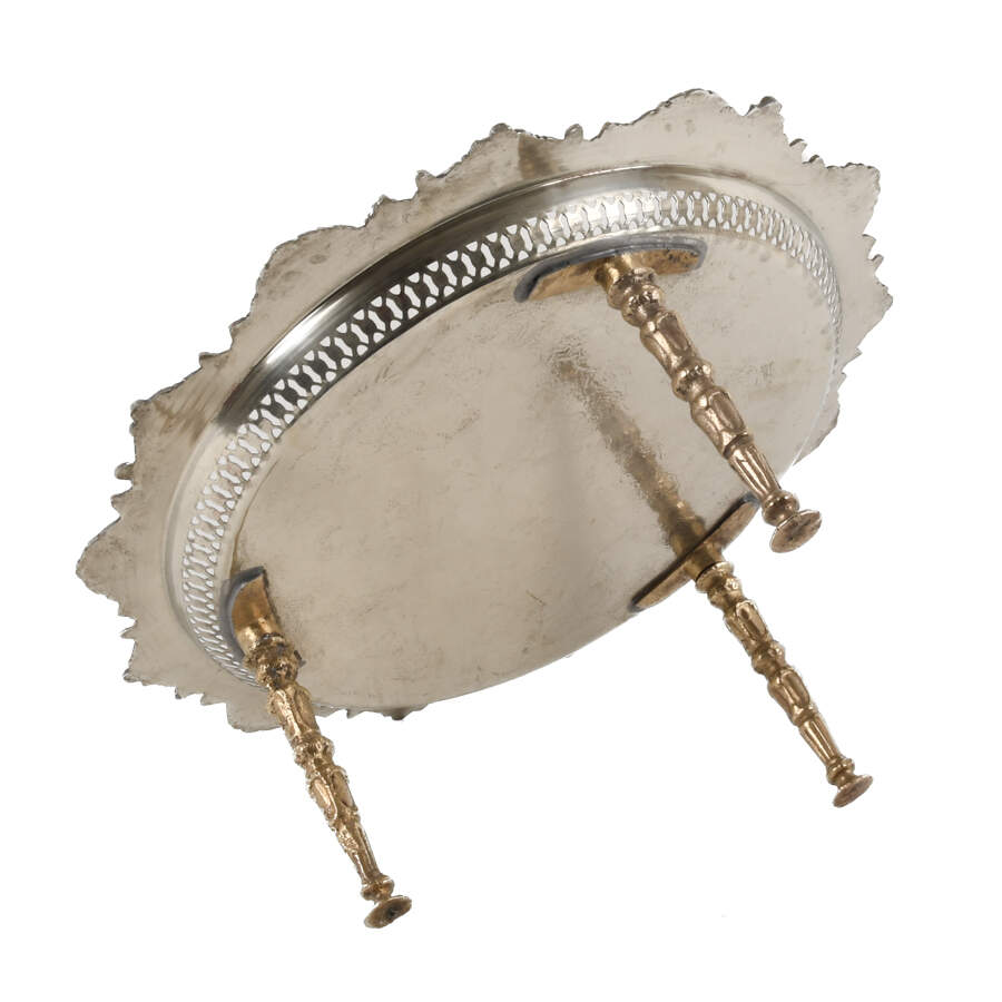 Moroccan Silver Plate Tray Table-5
