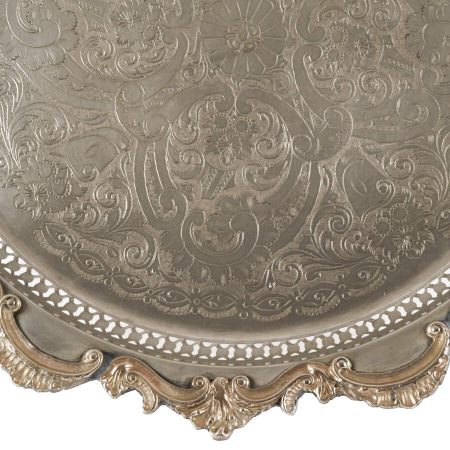Moroccan Silver Plate Tray Table-4